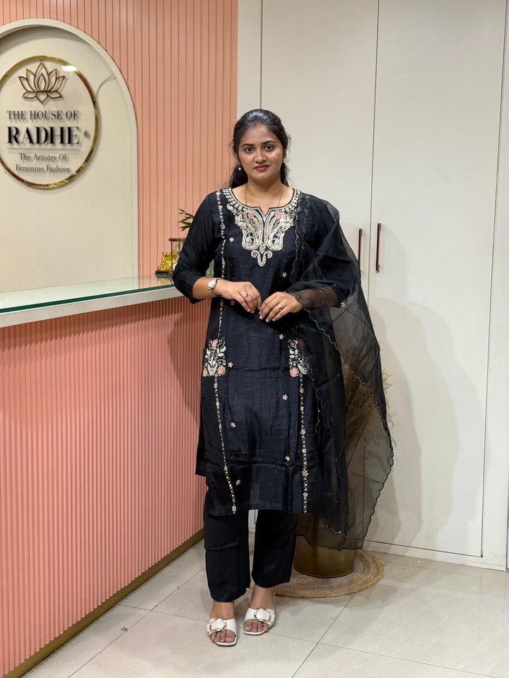 Dola Silk 3Pcs Collection with Handwork | R218