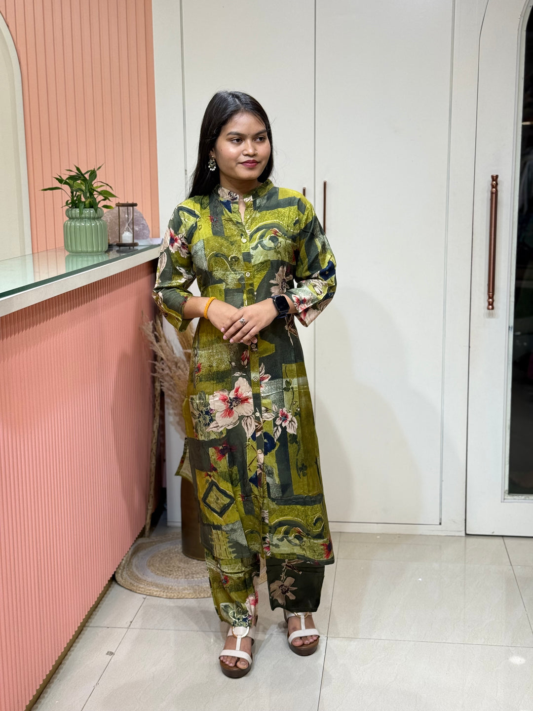 Rayon 2 piece collection with floral work | R137