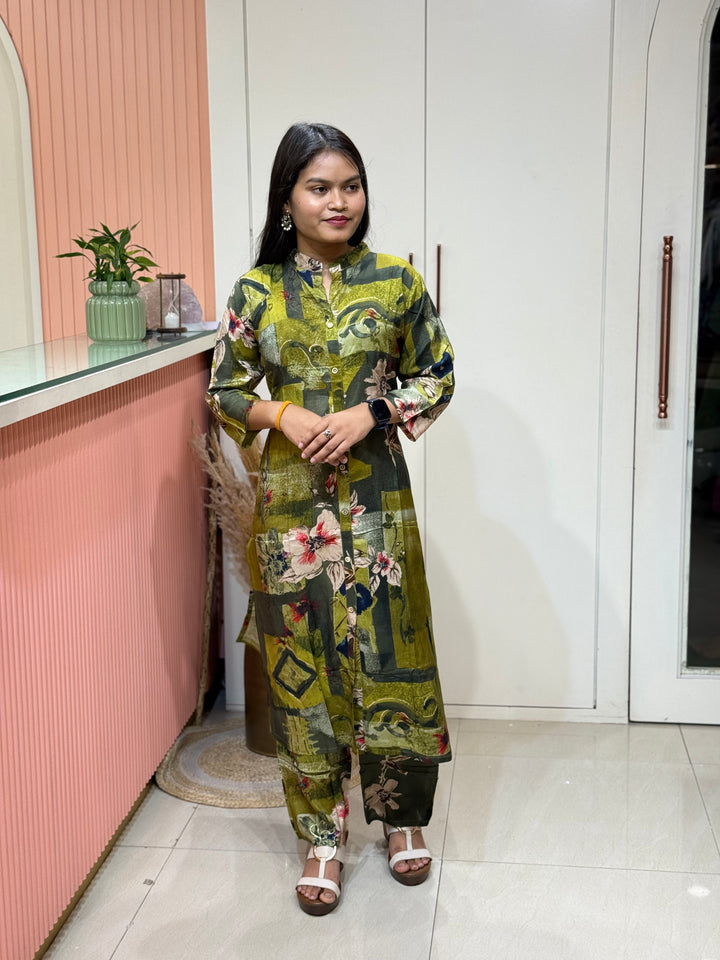 Rayon 2 piece collection with floral work | R137