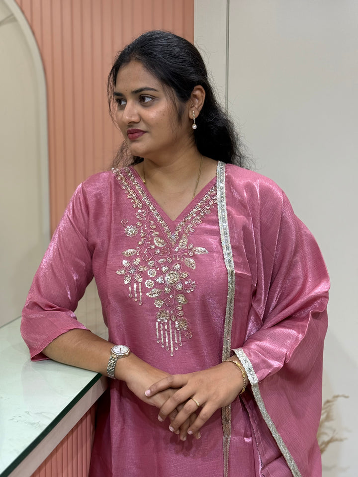 Roman Glass Fabric with beautiful work| R116