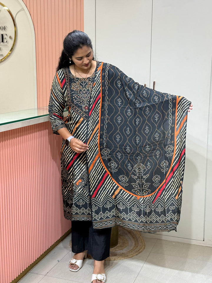 Tusser fabric with Bandhani design Collection (Cotton Lining )| R227