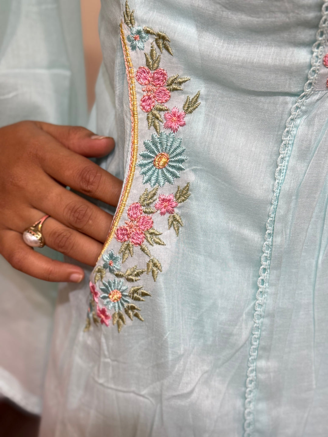 Pure Mul Cotton with Embroidery Work (Cotton Lining)  | R168