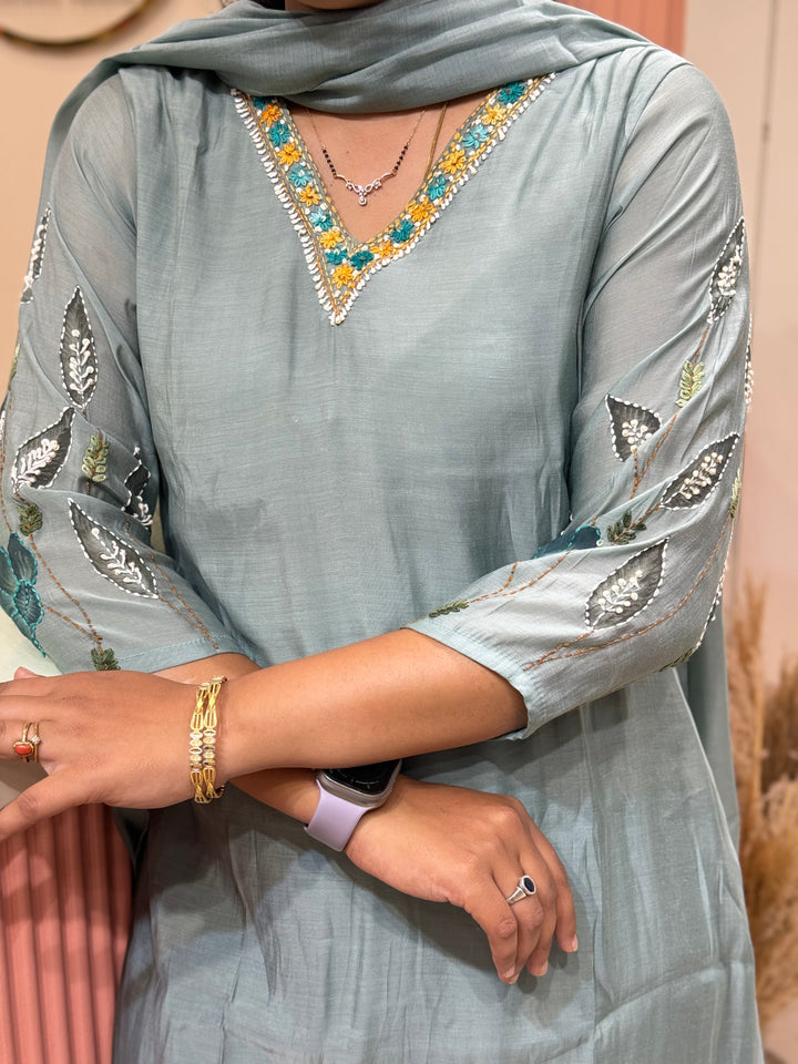 Mul Chanderi Collection with Hand Brush paint and Embroidery work (Cotton Lining) | R206
