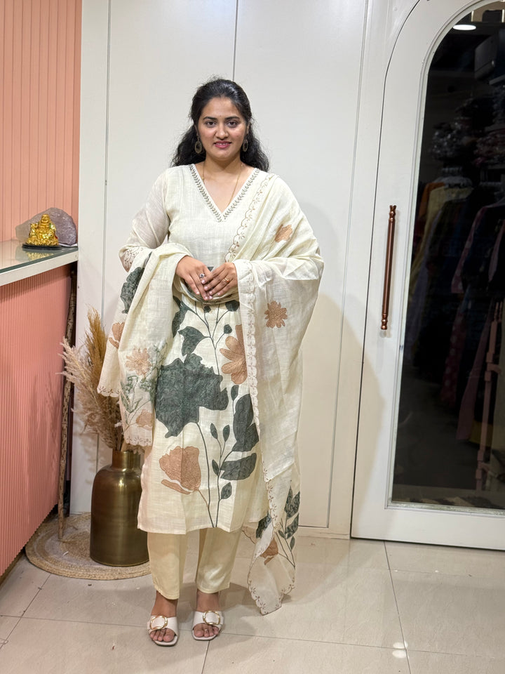 Luxury Pure Linen Collection – Kantha Stitch &amp; Knot Work | R154