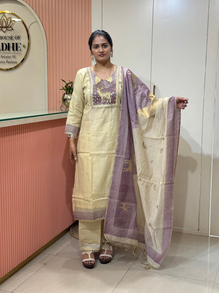 Pure Jamdhani Designer 3 Pcs Set Collection (Cotton Lining)| R211