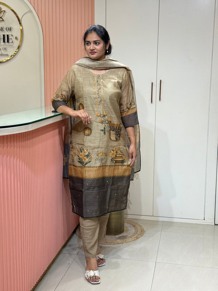 Pure Jamdhani Designer 3 Pcs Set Collection (Cotton Lining)| R211