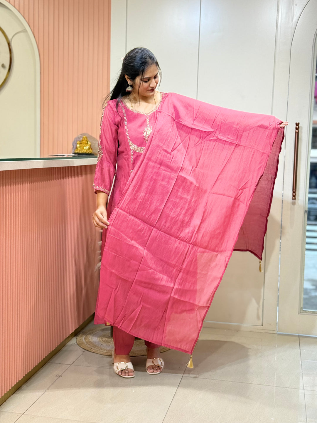 Mul Premium Mul Chanderi with Cut Dana work Party Wear Collection | R206