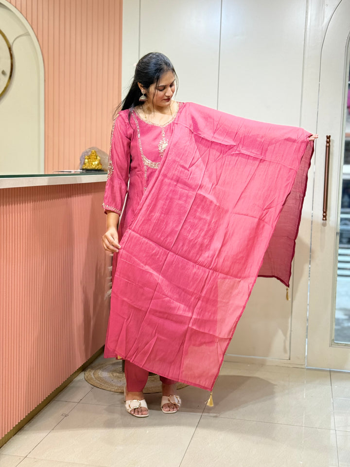 Mul Premium Mul Chanderi with Cut Dana work Party Wear Collection | R206
