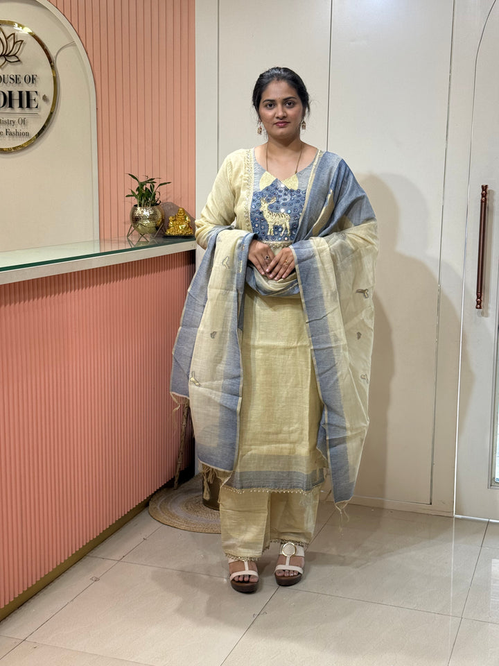Pure Jamdhani Designer 3 Pcs Set Collection (Cotton Lining)| R211