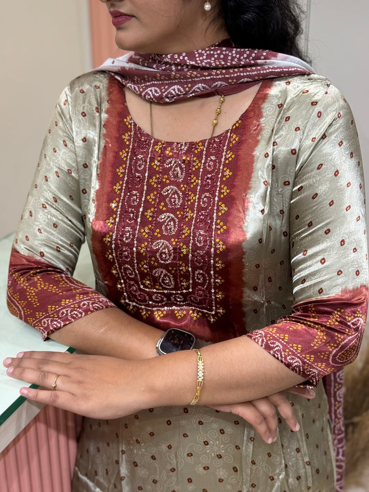 Gaji Satin Collection with Bandini print ( Dupatta Gaji Satin ) | R227