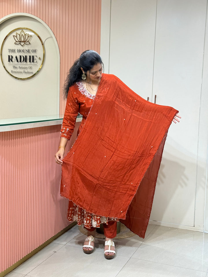 Pure Chinon Handwork Collection Party Wear  | R177