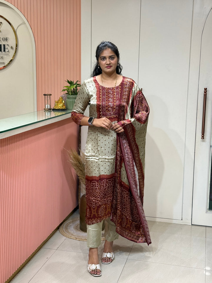 Gaji Satin Collection with Bandini print ( Dupatta Gaji Satin ) | R227