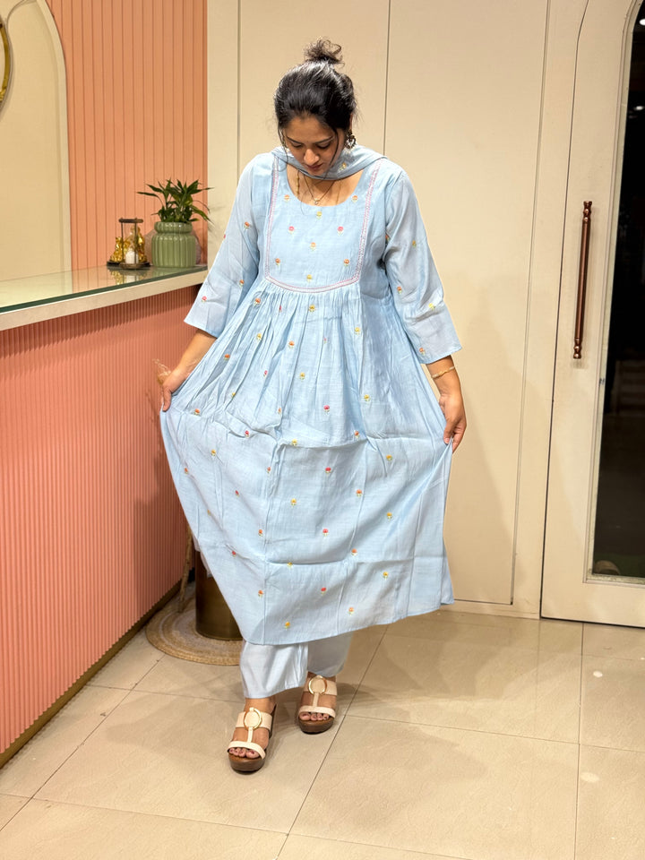 Mul Chanderi with Cute Embroidery work | R208