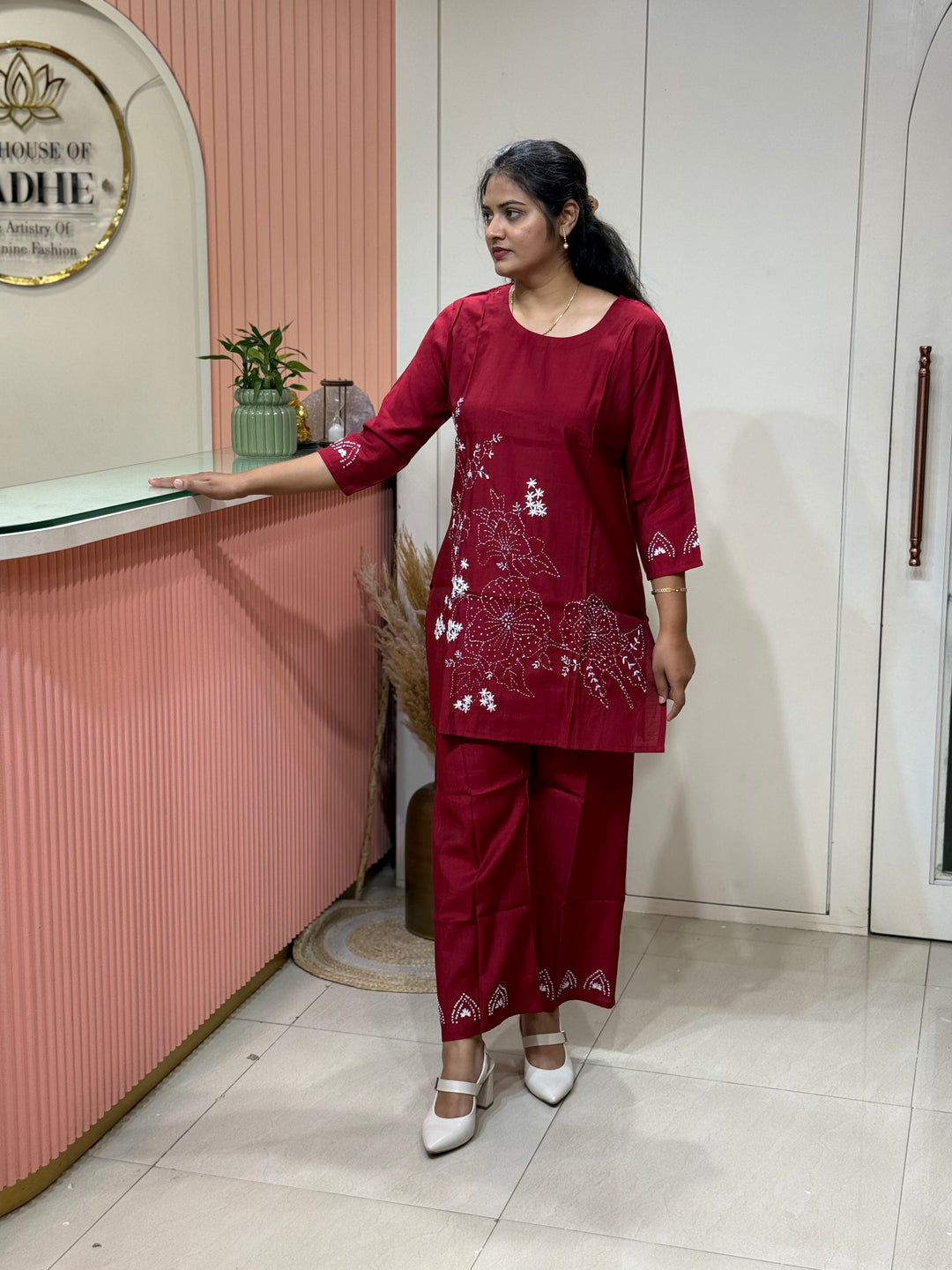Co-Ord Set Collection with Beautiful Embroidery Design in Top and Bottom | R137