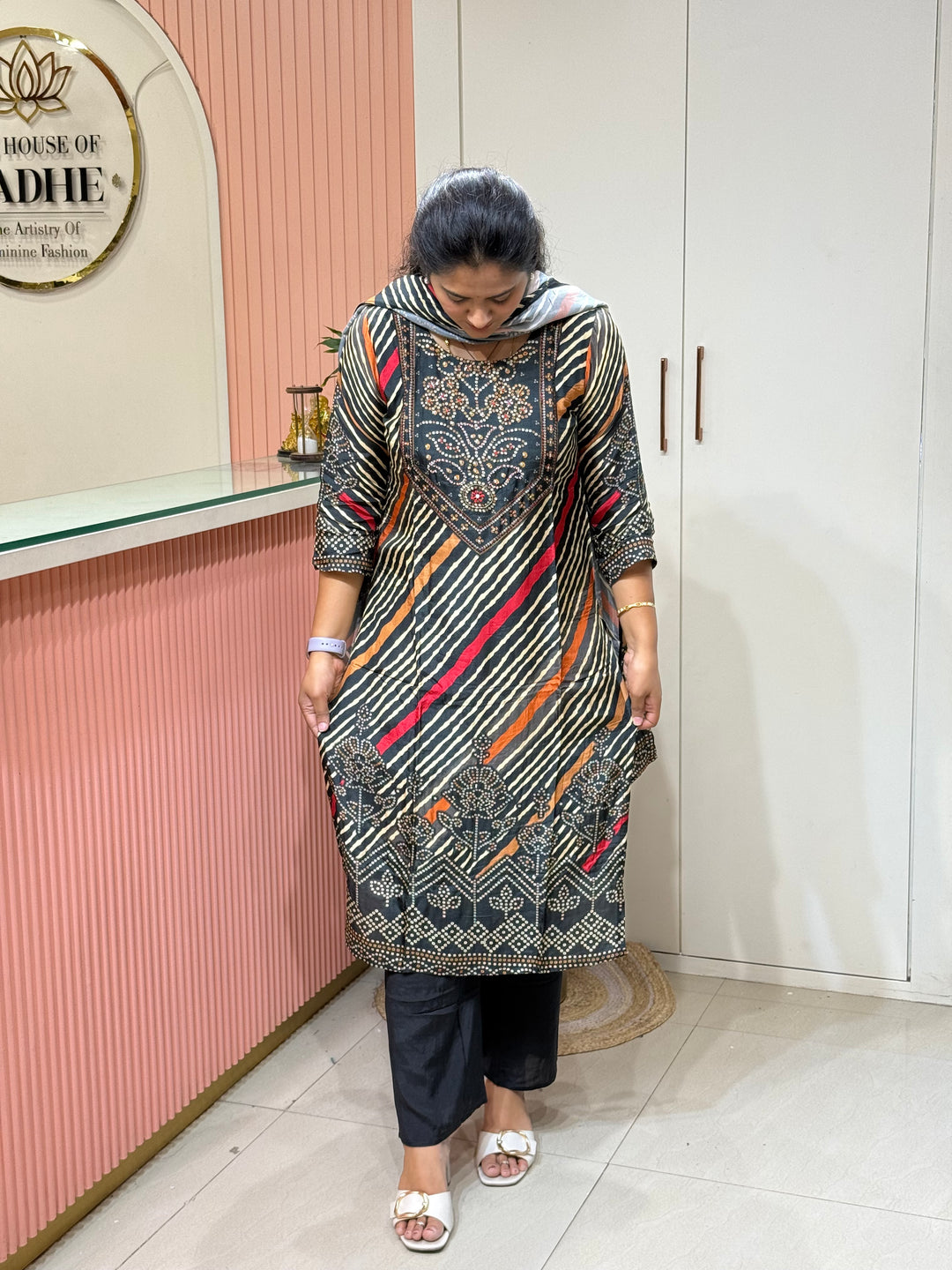 Tusser fabric with Bandhani design Collection (Cotton Lining )| R227