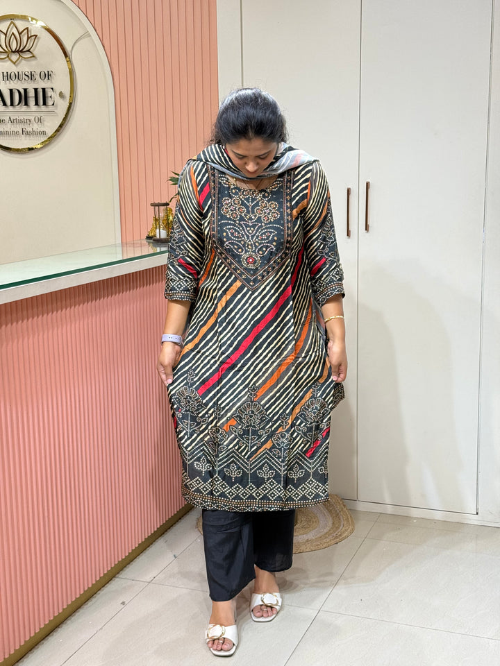Tusser fabric with Bandhani design Collection (Cotton Lining )| R227