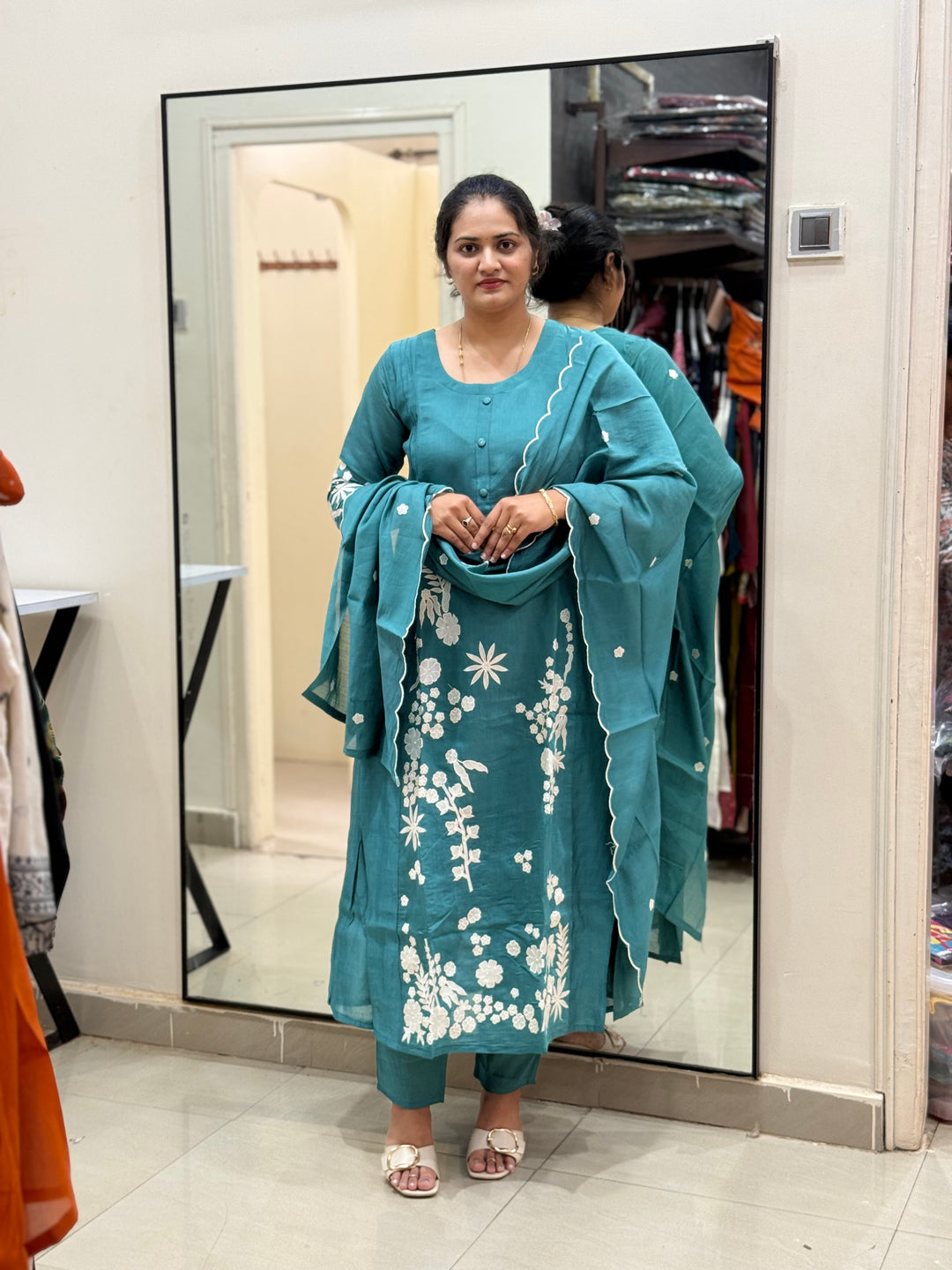 Mul Chanderi with Embroidery work | R204