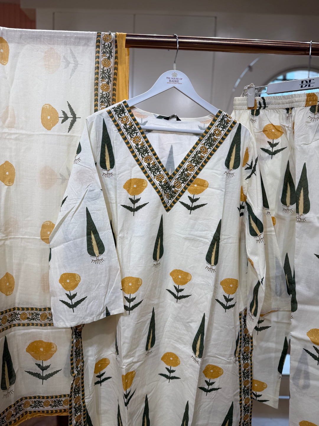 60-60 Cotton 3 Pc Kurta Set – Plus Size Collection | R158