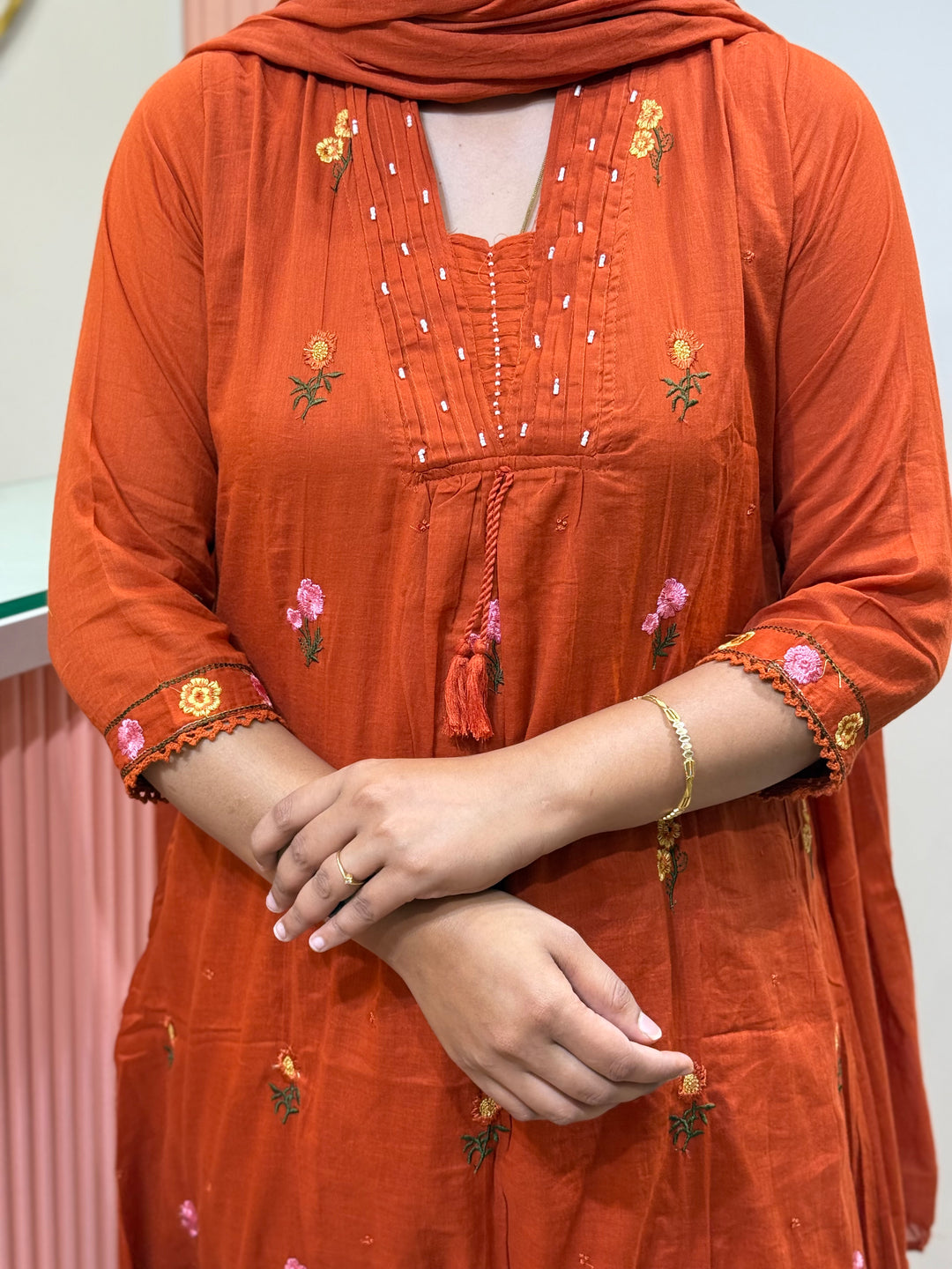 Mul Cotton with Beautiful Embroidery Work (Cotton Lining) | R176