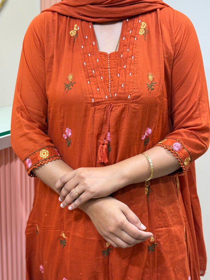 Mul Cotton with Beautiful Embroidery Work (Cotton Lining) | R176