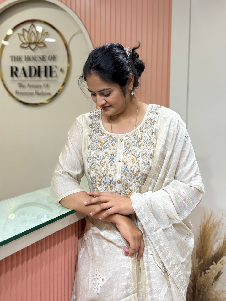 Pure Jamdani Collection with full Length Dupatta and Hand embroidery work (Cotton Lining )| R211