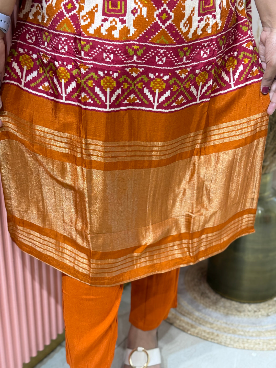 Tusser fabric with Patola design Collection (Cotton Lining )| R227