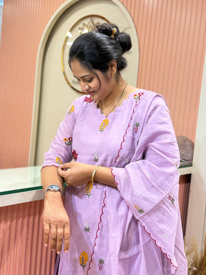 Mul Chanderi Embroidery Collection – Elegant Flare Pattern | R179