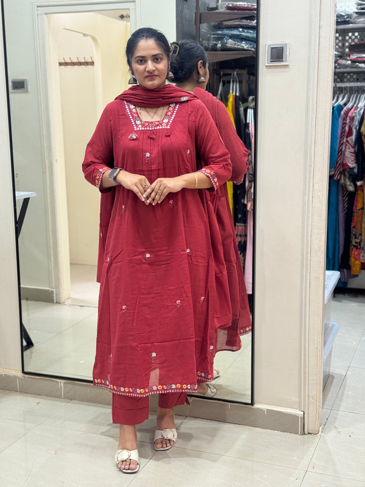 Soft Mul Cotton 3 Pcs Kurta Set | R122