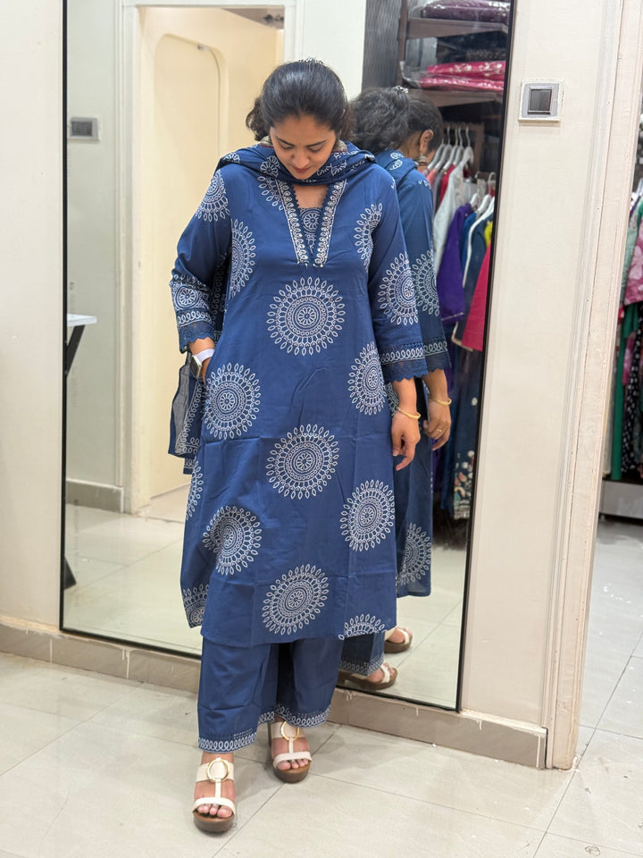60-60 Cotton A-Line 3 Pc Kurta Set with Palazzo – RADHE97