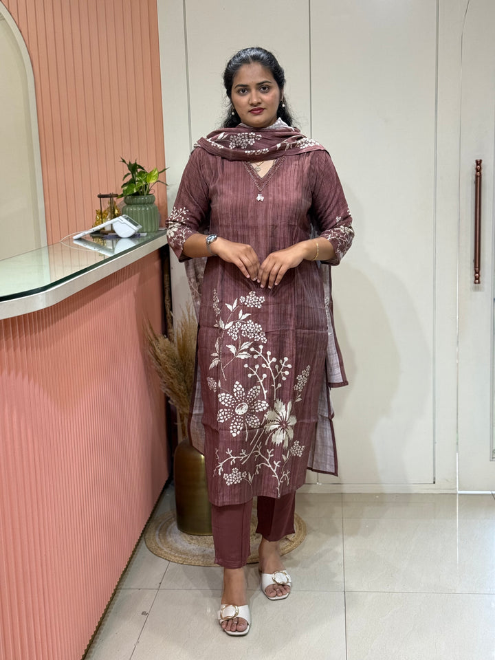 Premium Vatican fabric with beautiful floral work | R146