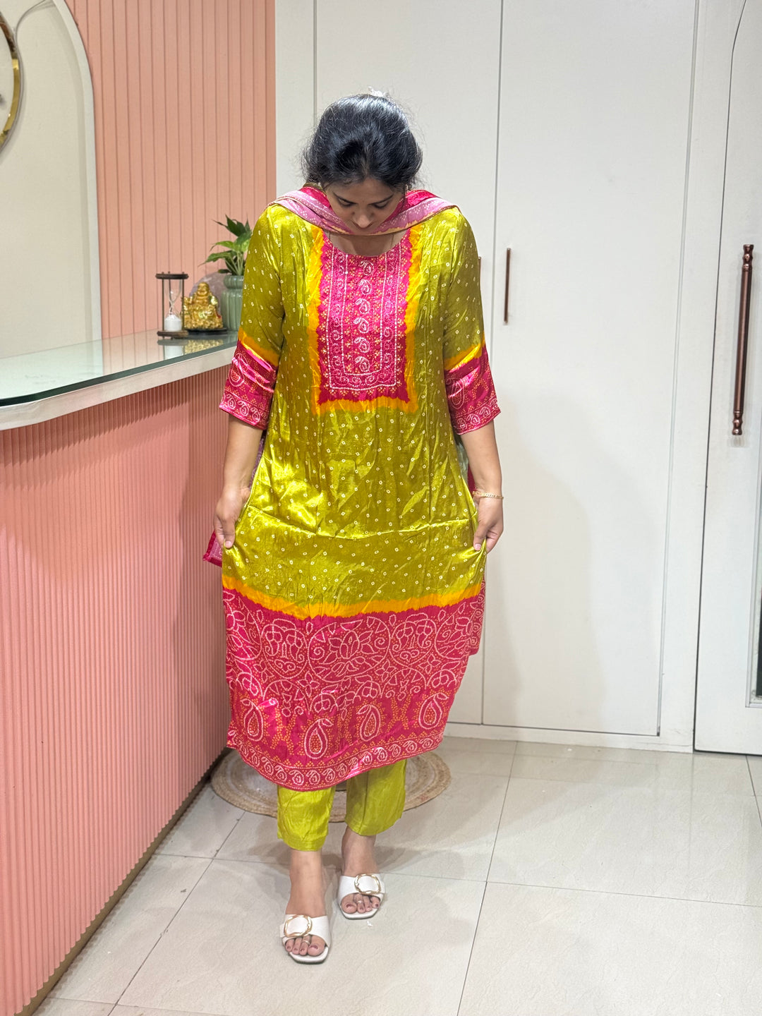 Gaji Satin Collection with Bandini print ( Dupatta Gaji Satin ) | R227