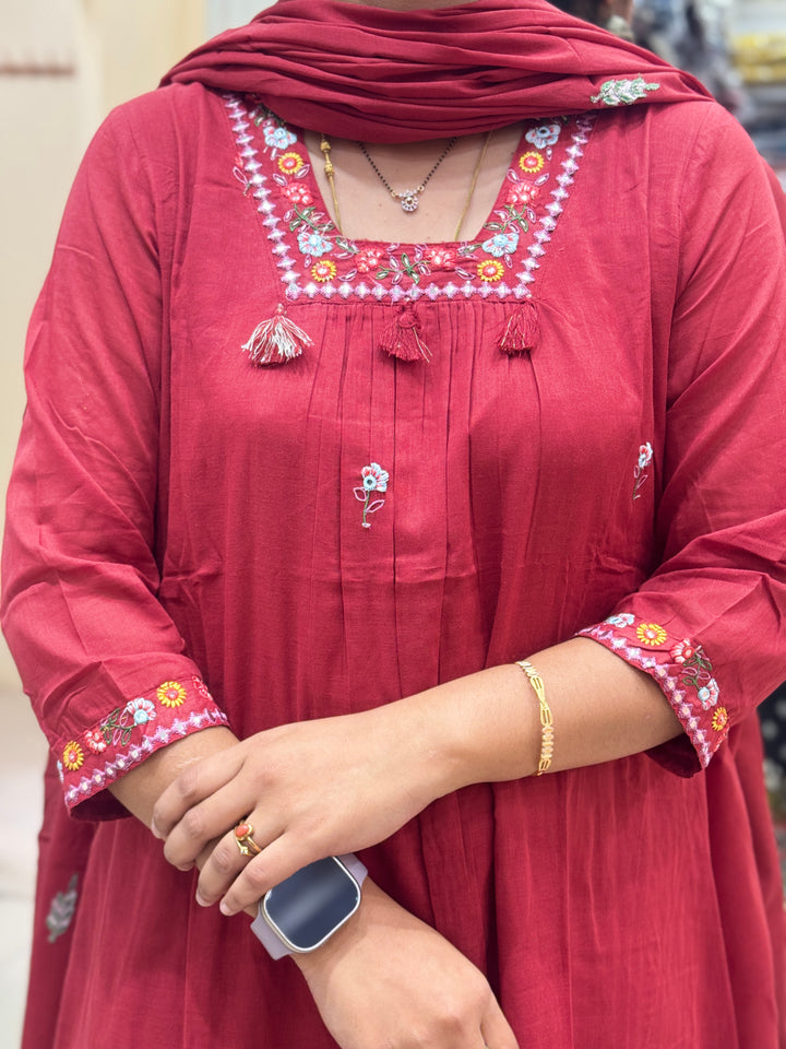 Soft Mul Cotton 3 Pcs Kurta Set | R122