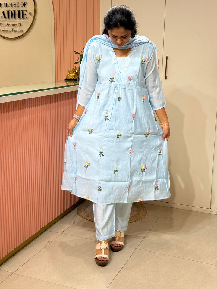 Mul Chanderi Collection With Embroidery Work | R179