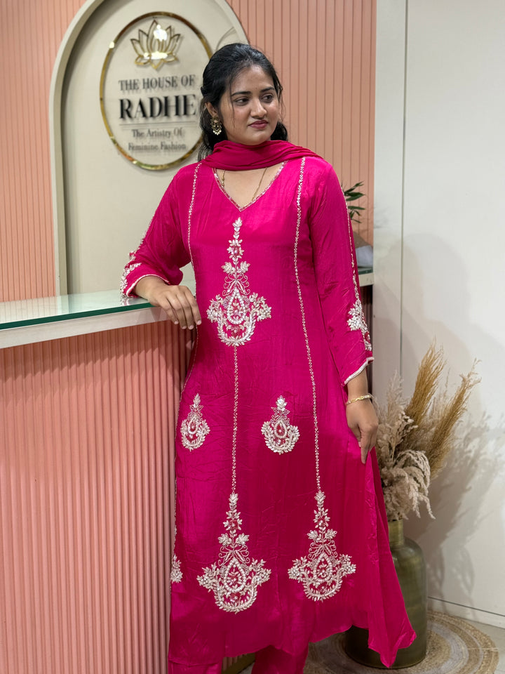 Pure Chinon Festive Collection | Full Handwork, Sequin &amp; Cut Dana | R177