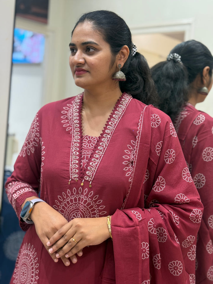 60-60 Cotton A-Line 3 Pc Kurta Set with Palazzo – RADHE97