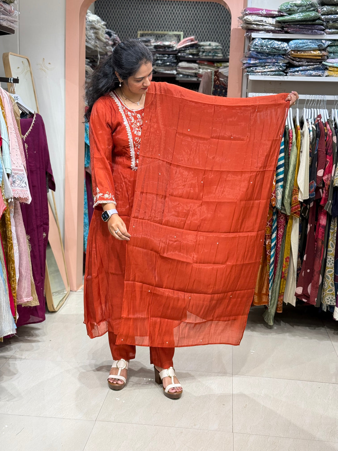 Pure Mul Chanderi Collection with Handwork ( Cotton Lining) | R229