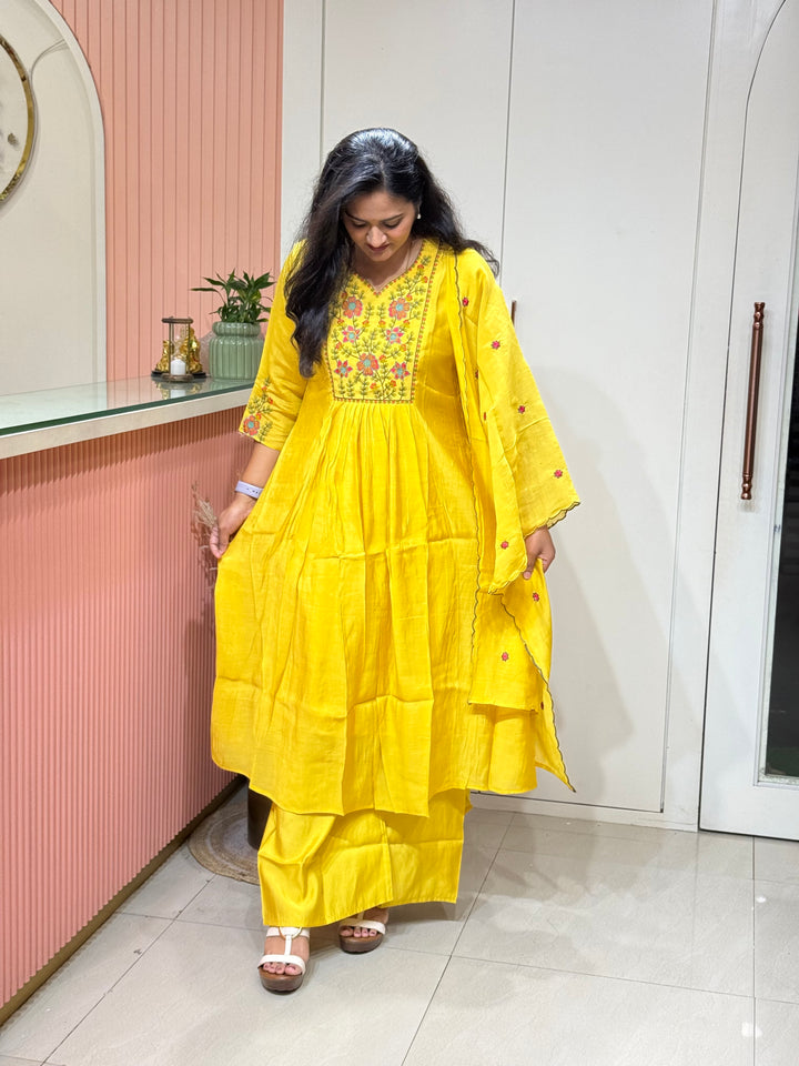 Mul Chanderi Collection with Embroidery work (Cotton Lining)| R204