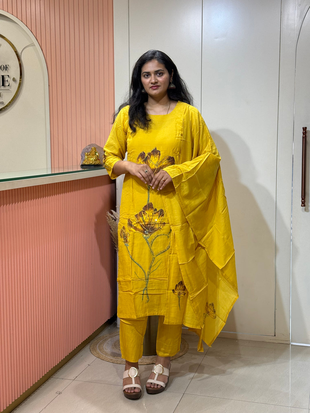 Brush Paint Mul Chanderi Collection With Cutdana Work | R209