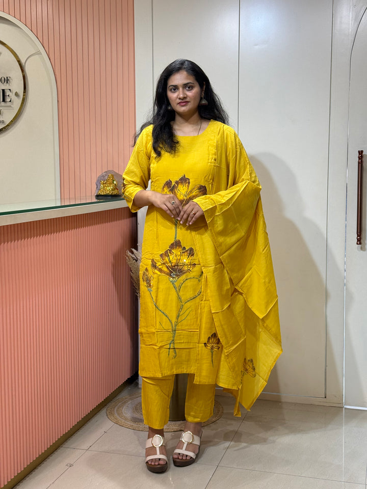 Brush Paint Mul Chanderi Collection With Cutdana Work | R209