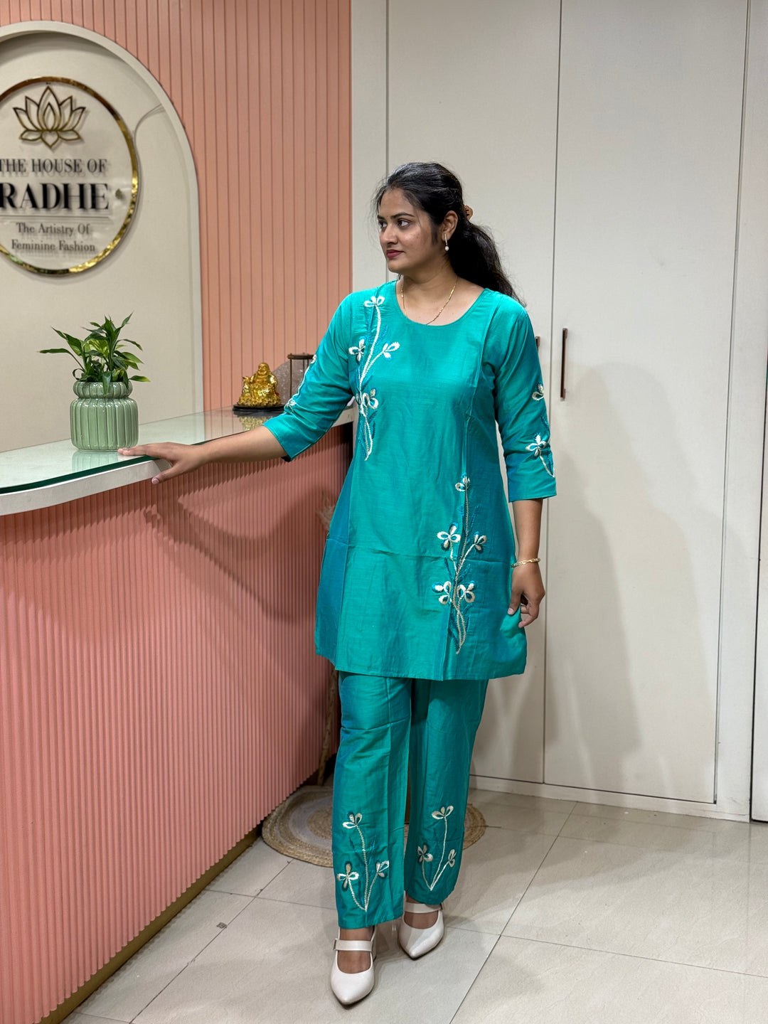Co-Ord Set Collection with Beautiful Embroidery Design in Top and Bottom | R137