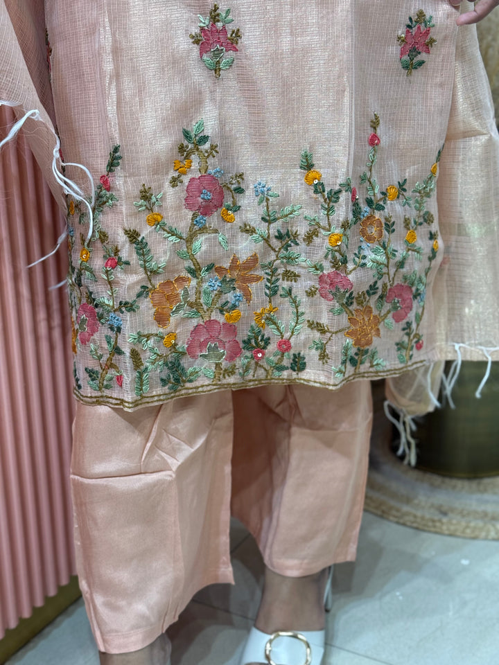 Zari Kota fabric with Hand Embroidery work (Cotton Lining) | R179