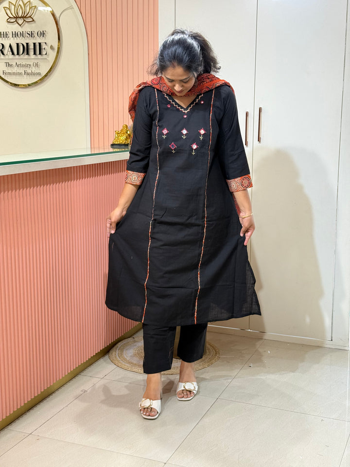 Khadi Cotton Collection With Ajrakh Print Dupatta | R210