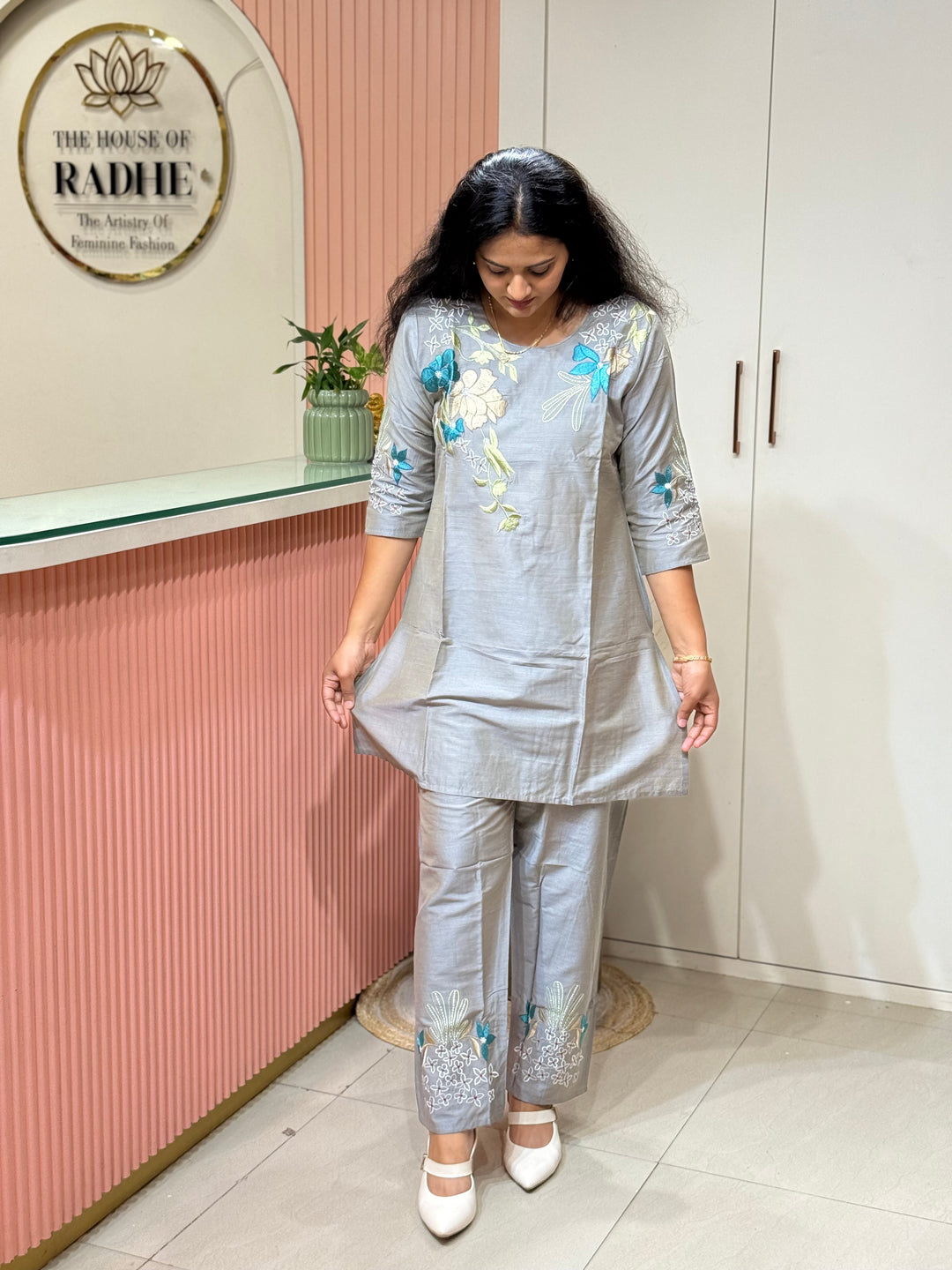 Co-Ord Set Collection with Beautiful Embroidery Design in Top and Bottom | R137