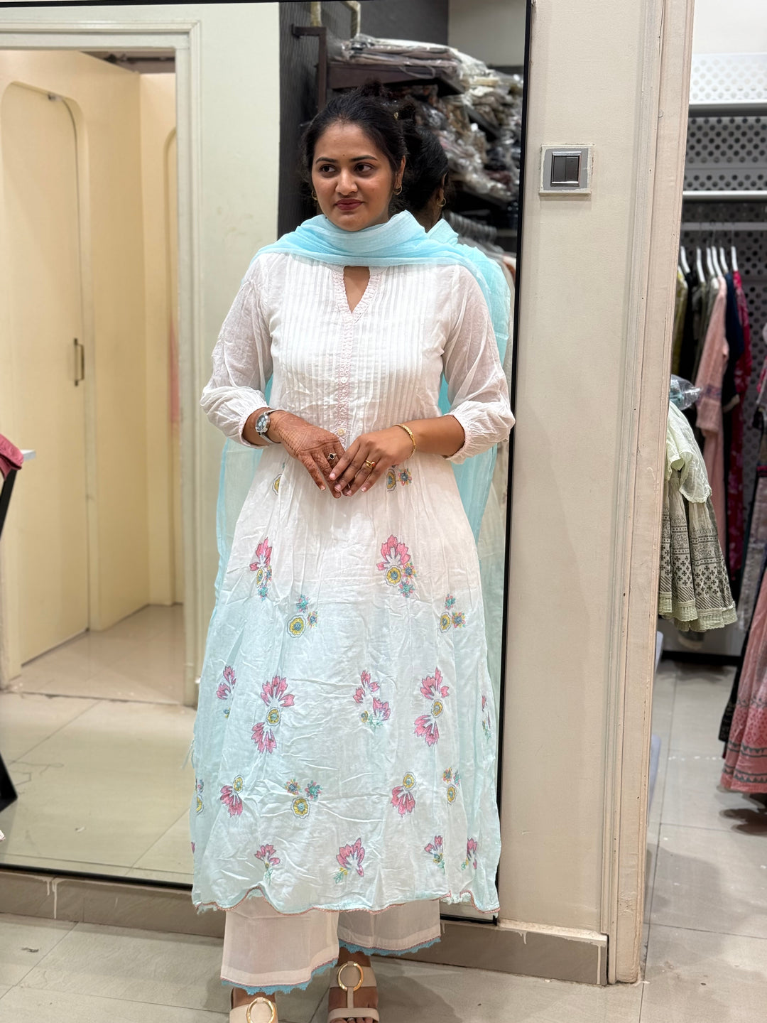 Premium Mul Cotton Ombré Shade Collection With Kota Doria Dupatta | R176