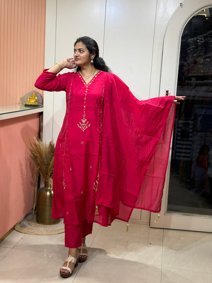 S Mul Chanderi Semi Party Wear | R138