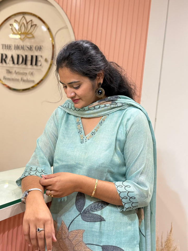 Luxury Pure Linen Collection – Kantha Stitch &amp; Knot Work | R154