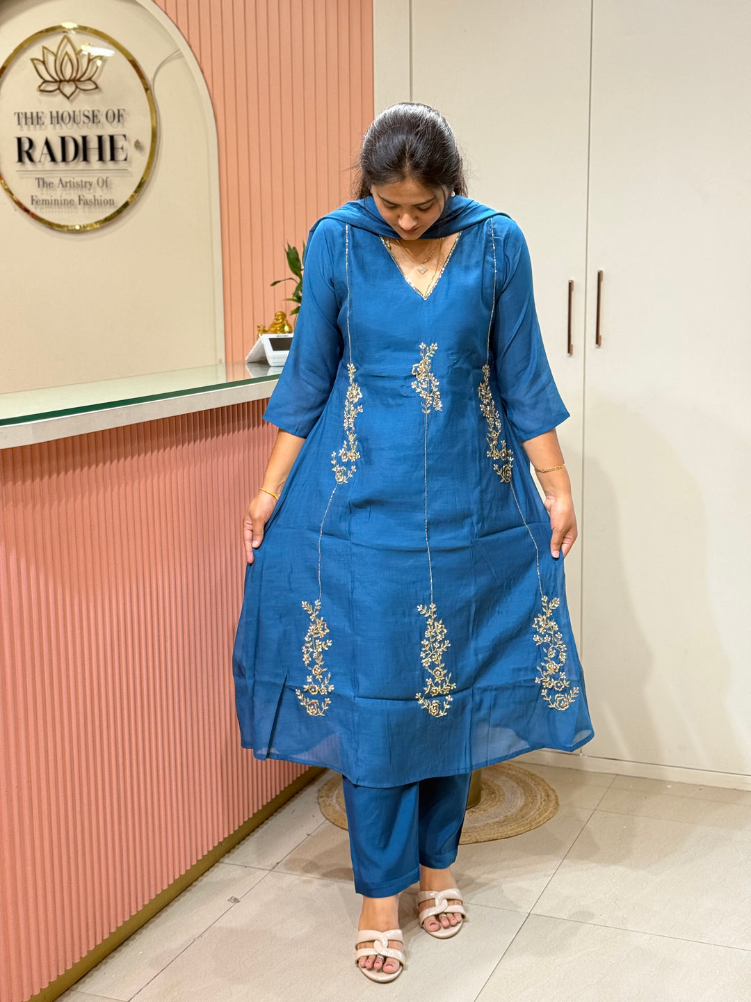 Coral Mul Chanderi Partywear Collection |Cut Dana  &amp; Zardozi Work | R206
