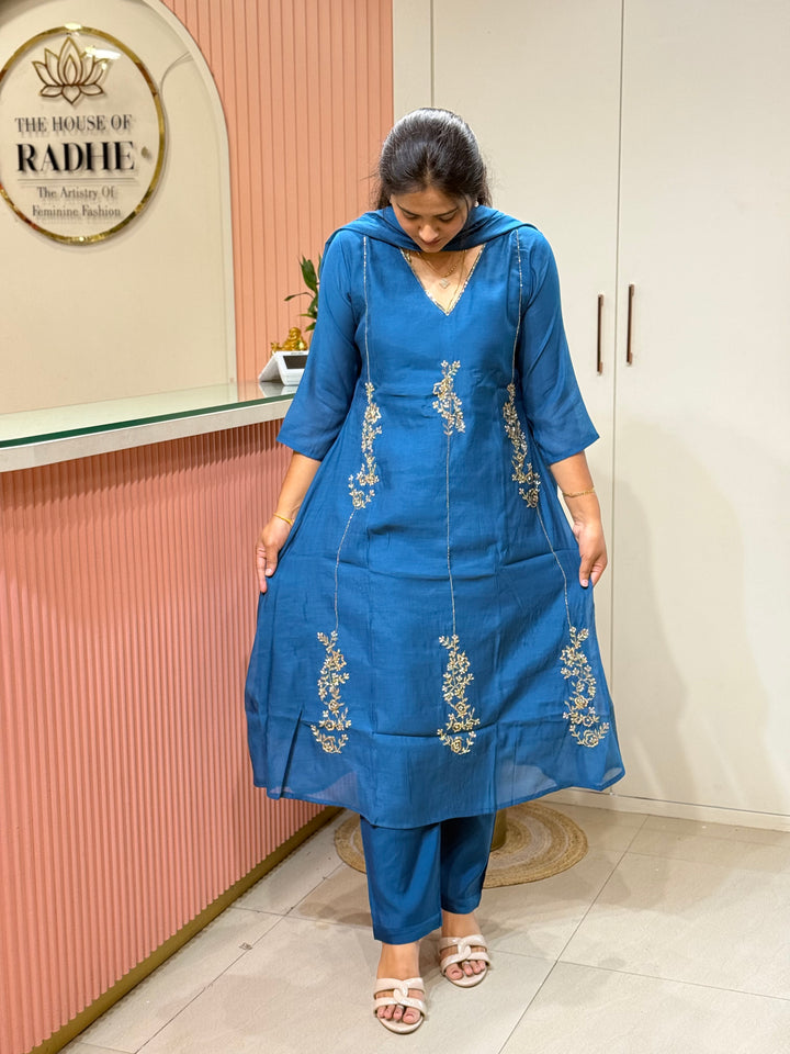 Coral Mul Chanderi Partywear Collection |Cut Dana  &amp; Zardozi Work | R206