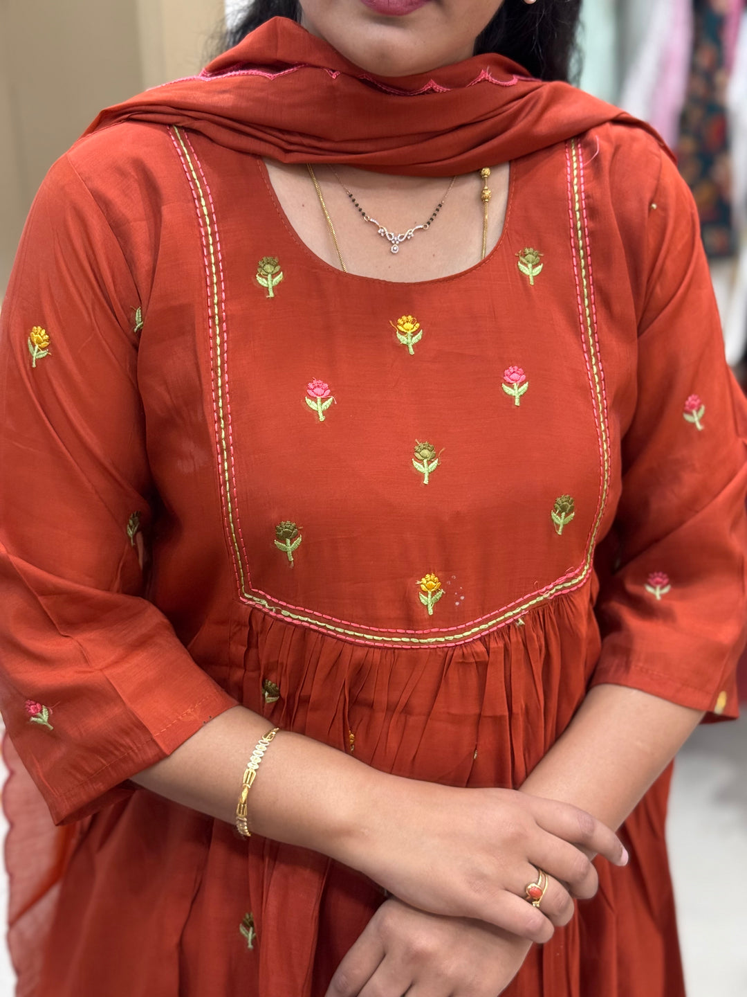 Mul Chanderi with cute Embroidery work | R208