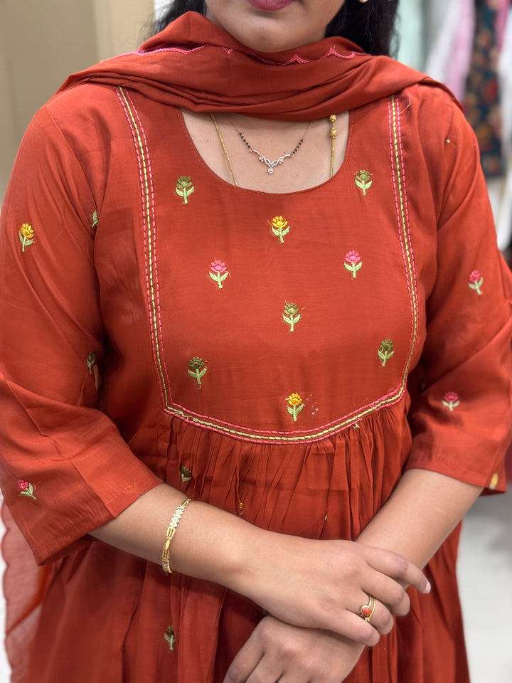Mul Chanderi with cute Embroidery work | R208
